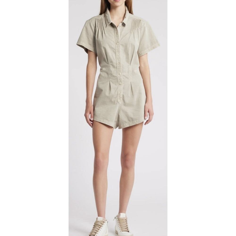 Free People Keep It Crisp Romper Pleated Cotton Size M